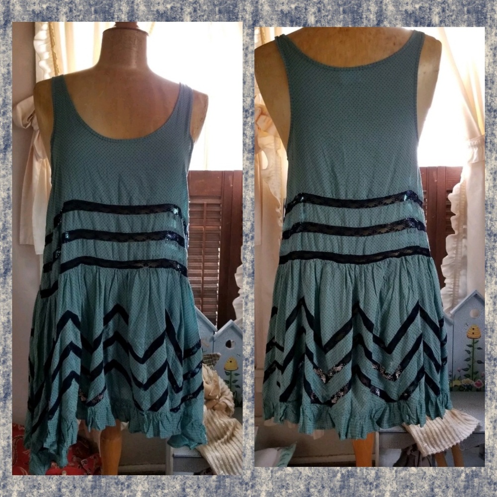 🌈SOLD💰 Free people lace voile trapeze slip Dress - Picture 5 of 8